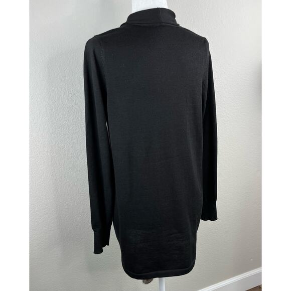 Ella Moss Karla Open Front Cozy Black Long Knit Cardigan Sweater Oversized Small - Picture 3 of 14